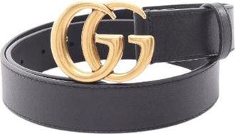 Gucci Pre-owned GG Marmont Leren Riem - Dames - Vintage Accessoires - Zwart - ONE Size - Leer - Vintage