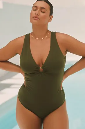 Andie Swim Swim Bonita Plus V-Neck One-Piece Swimsuit