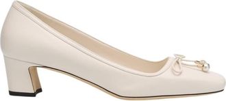 Jimmy Choo London Elme 45 Embellished Pumps - Latte, Brand Size 35 ( US Size 5 )