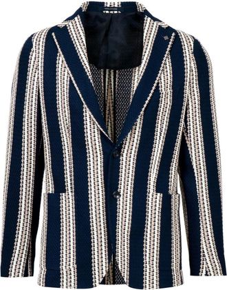 Tagliatore Jassen, Heren, Veelkleurig, L, Katoen, Textured Katoenen Blazer