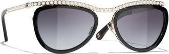 Chanel Sunglasses, female, Black, Size: 55 MM Square Sunglasses