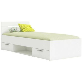Dmora Dmora - Letto singolo Zone, Sommier per camera da letto, Giroletto per stanza, Struttura porta materasso, 200x90 h74 cm, Bianco opaco