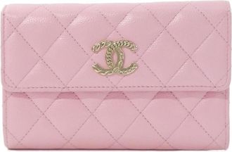 Chanel Pink Grained Calfskin Wallet (Tri-Fold) (Pre-Owned)