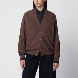 Christophe Lemaire Cardigan Twisted marrone in lana merino