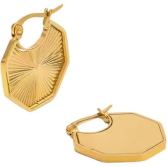 Adiba Rays of Hexagon 18k Plated Stainless Steel Huggie Earrings in Gold at Nordstrom