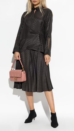 Fendi Silk Skirt With Monogram, Womens, Black