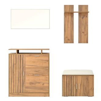Urban Meuble Conjunto de armario de entrada 4 en 1 en madera y blanco