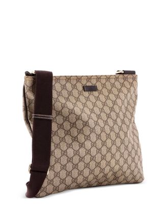 Gucci Borsa a tracolla grande in tela cerata GG con zip - Marrone