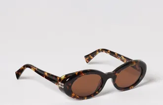 Miu Miu Occhiali da sole ovali in acetato con fantasia tartarugata