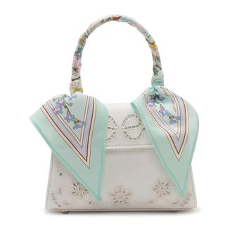 Self Portrait Handbags, female, Beige, Size: ONE SIZE Linen Floral Mini Bag