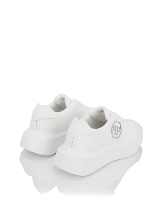 Philipp Plein Mens Godzilla Hexagon Logo Chunky Sneakers White Shoes >