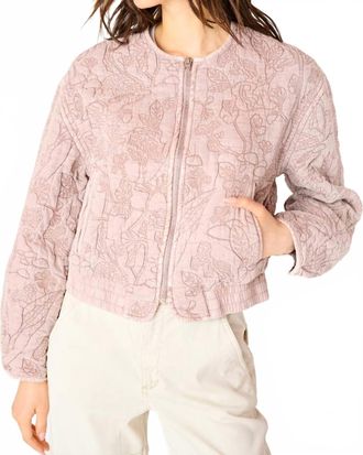 Dex Clothing Floral Quilted Bomber Jacket In Rose
