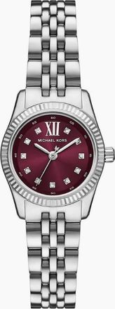 Michael Kors Womens Michael Kors MK4968 Lexington Burgundy Dial Ladies Watch - Silver