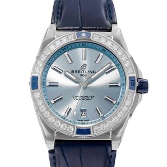 Breitling Pre-owned Breitling Chronomat 38 Automatic Chronometer Diamond Blue Dial Mens Watch A17356531C1P1