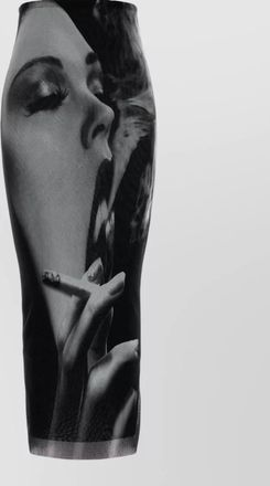 Jean Paul Gaultier printed mesh pencil skirt