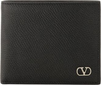 Valentino Garavani Vlogo Signature Grainy Kalfsleren Portemonnee - Heren - Portefeuilles - Zwart - ONE Size - Leer - Accessoires