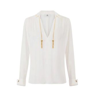 Elisabetta Franchi Blouses, female, White, Size: M Georgette Shirt