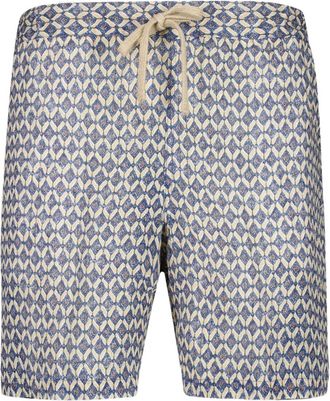 120% Lino Bermuda con stampa - Blu