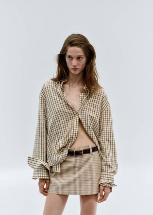 Mango Camicia cotone quadri marrone - Donna - XS - MANGO