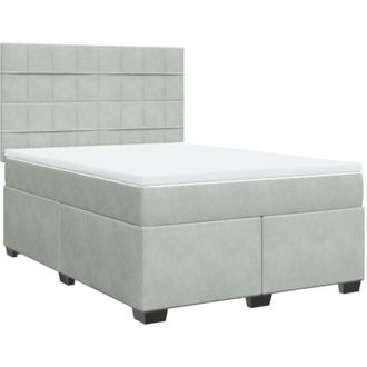 vidaXL Box Spring Bed with Mattress Light Grey 140x190 cm Velvet Vidaxl