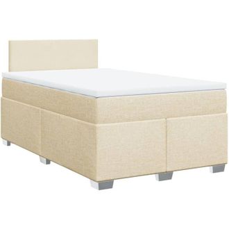 vidaXL Cama Box Spring Con Colch&oacute;n Tela Color Crema 120x190 Cm Vidaxl