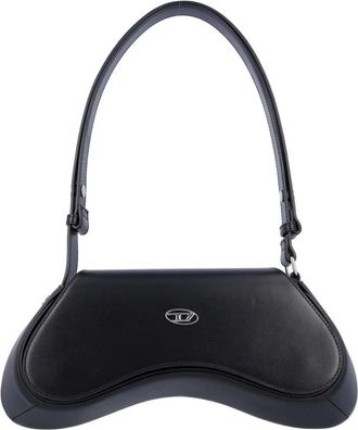 Diesel Play Curved Shoulder Bag - Dames - Schoudertassen - Zwart - ONE Size - Leer - Tassen