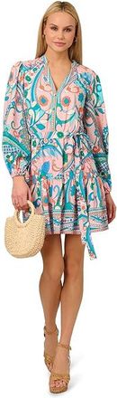 Adrianna Papell Printed Short Dress Womens Dress Peach : 10, Polyester