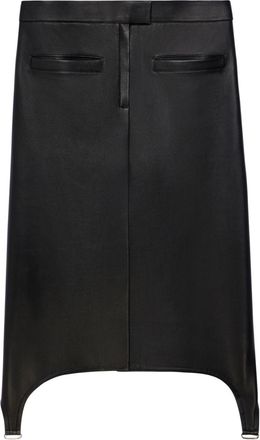Courrèges suspenders-detail leather midi skirt - women - Lamb Skin - 36 - Black