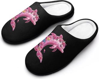 Generic Floral Dolphin Mens Slippers Comfortable And Non-slip Cotton Slipper Shoe for House