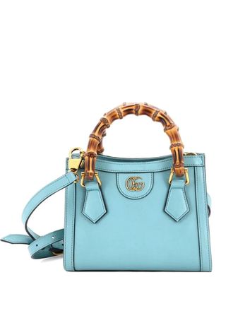 Gucci Borsa a tracolla Diana NM Bamboo mini in pelle con manico - Blu