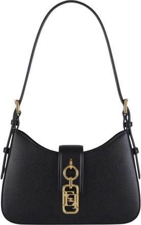 Elisabetta Franchi Shoulder Bags, female, Black, Size: ONE SIZE Small Hobo Bag with Charm