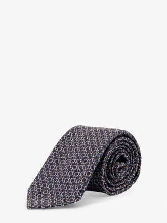 Ferragamo Cravatta Crema in seta con stampa Intreccio - FERRAGAMO - gender_Man
