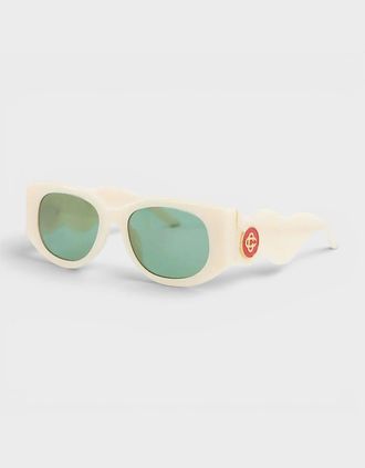 Casablanca Womens Acetate Metal Oval Wave Cream Gold Green - Size: ONE size