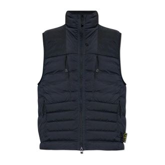 Stone Island Donzen Gevoerde Colvest - Heren - Bodywarmers - Blauw - M - Nylon - Jassen