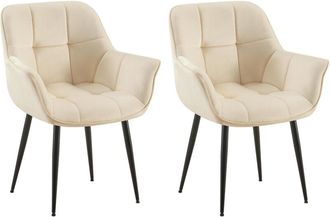 Clp Clp - Set De 2 Sillas De Comedor Rosevilla En Terciopelo Crema