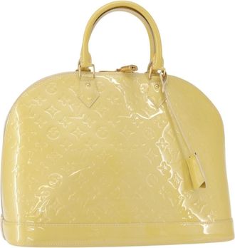 Louis Vuitton Alma Handbag Monogram Vernis Yellow Patent_Leather Handbag (Pre-Owned)