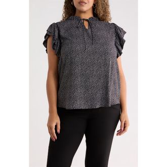 Renee C Ruffle Sleeve Top in Black at Nordstrom Rack, Size 2 X