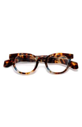 Eyebobs Total Wit 45mm Round Blue Light Blocking Glasses in Powder Blue /Coffee Tortoise at Nordstrom, Size +1.50