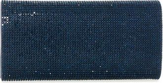 Judith Leiber Perry Embellished Satin Clutch in Silver Midnight Navy at Nordstrom