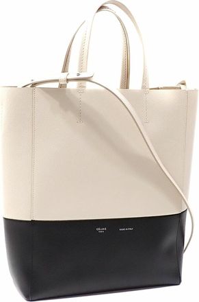 Celine Black White Leather Tote Bag (Pre-Owned)