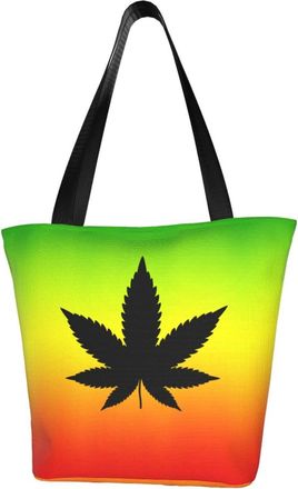 AOOEDM Tote Bag Reggea Weed Rasta Flag Shopping Bags Small Reusable Market Bag Beach Tote Bags Travel Totes