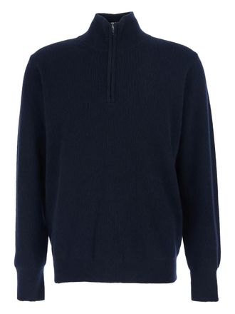 Roberto Collina high neck ribbed knit cardigan - Blue