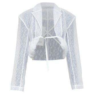 Jacquemus Bridal Le Chouchou 2023 Runway Dentelle white tulle jacket FR34 XS