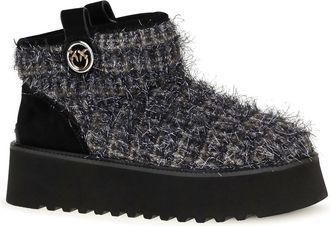 Pinko Womens Tweed And Lurex Ankle Boots Pewter Upper: Fabric; Sole: Rubber