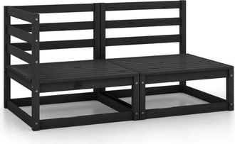 vidaXL Juego de muebles de jardín 2 piezas negro madera maciza de pino vidaXL