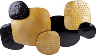 Beliani Beliani - Decoraci&oacute;n De Pared De Metal Negro Dorado 80 X 48 Cm Abstracto Geom&eacute;trico Hafnium