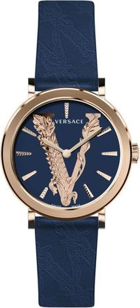 Versace Horloges - Dames - Horloges - Blauw - ONE Size - Leer - Accessoires