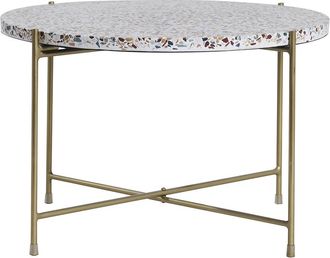 Miliboo Miliboo - Mesa De Centro De Dise&ntilde;o Redonda En Terrazo Y Metal Dorado 55 Cm Di&aacute;m. Mezzo