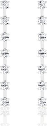 Grown Brilliance 1 Carat Round Lab Grown Diamond Drop Earrings in 14K White Gold, Push Back Clasp, G Color, VS Clarity