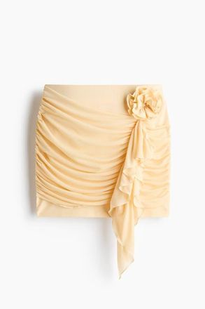 H&M Flower-detail Mini Skirt in Light Yellow at Nordstrom, Size X-Small